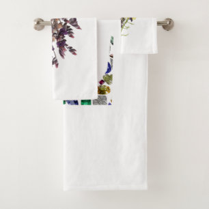 Lavender & Yellow Wildflower Botanical Design Bath Towel Set