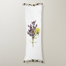Lavender & Yellow Wildflower Botanical Design Body Pillow