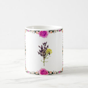 Lavender & Yellow Wildflower Botanical Design Coffee Mug