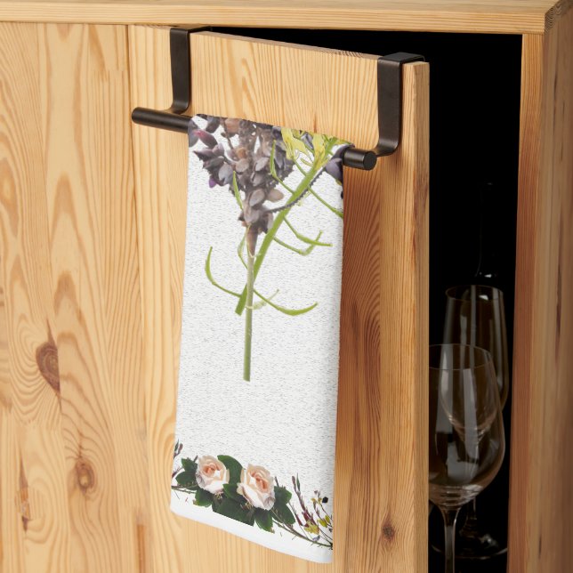 Lavender & Yellow Wildflower Botanical Design Kitchen Towel (Thirds Fold)