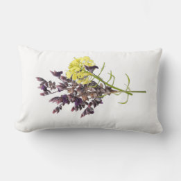 Lavender & Yellow Wildflower Botanical Design Lumbar Pillow