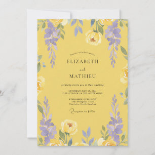 Lavender Yellow Wisteria Wedding Invitation