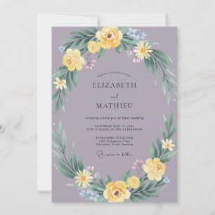 Lavender Yellow Wreath Wedding Invitation