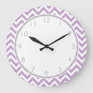 Lavender Zigzag Stripes Pattern Large Clock