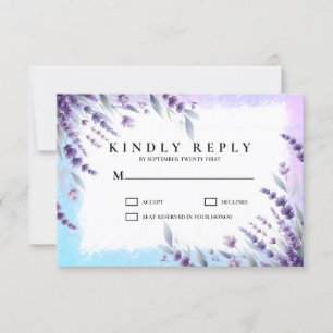 Lavenders And Blue Elegant Floral Watercolor  RSVP Card