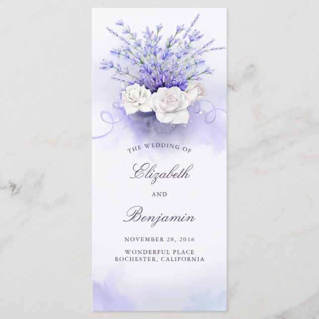 Lavenders et White Roses programmes de mariage (Devant)