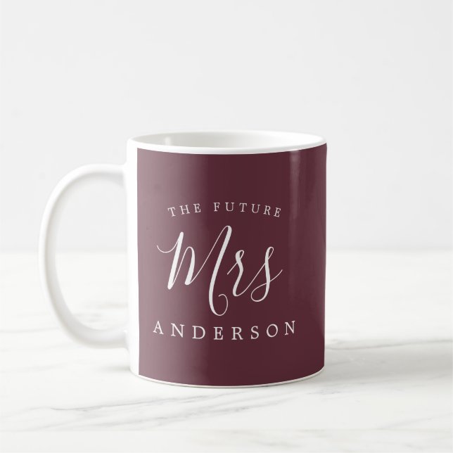 L'avenir Mme Burgundy Fiançailles Gift Coffee Mug (Gauche)