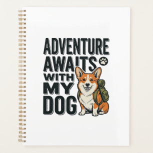 L'aventure attend avec mon chien design de randonn