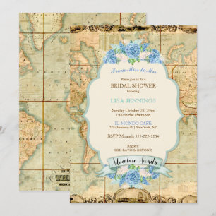 L'aventure Attend Carte du Monde Vintage Bleu Hydr