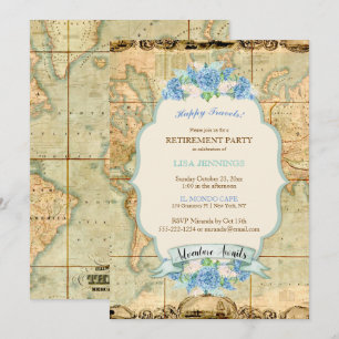 L'aventure Attend Carte du Monde Vintage Hydrangea