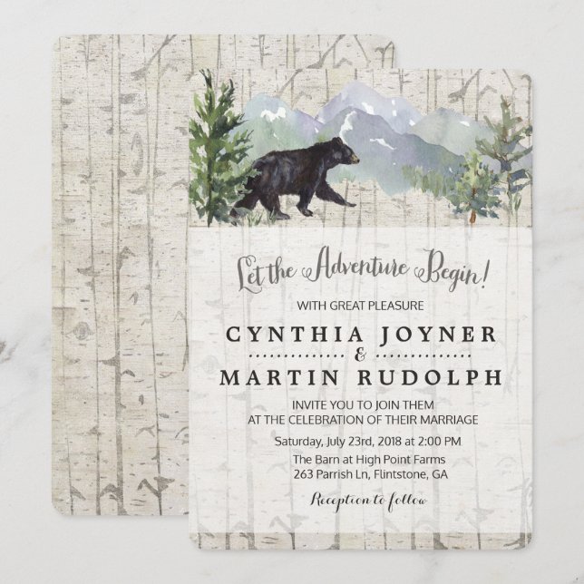 L'aventure commence la Faire-part de mariage rusti (Devant / Derrière)