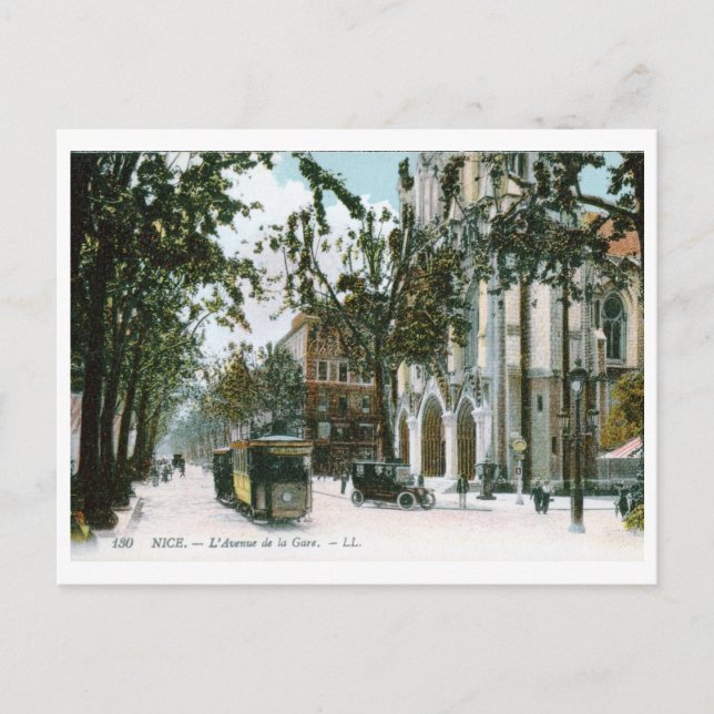 L'Avenue de la Gare, Nice, France Vintage Postcard (Front)
