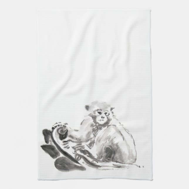 Laver Peinture Singe Année Zodiac Serviette de cui (Vertical)