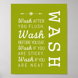 Laver   Règles de salle de bain Poster Art Imprime