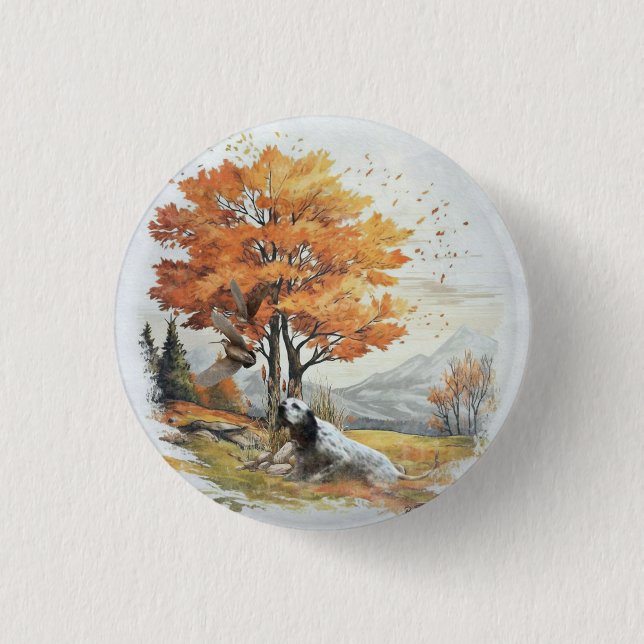 "Laverack" The English Setter hunting 1 Inch Round Button (Front)