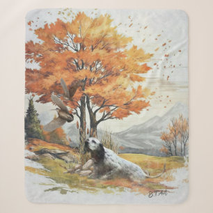 "Laverack" The English Setter hunting Sherpa Blanket