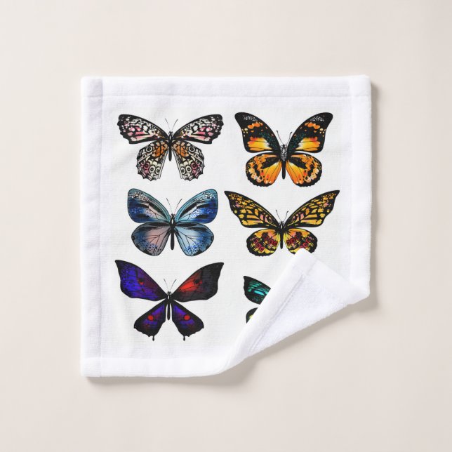 Lavette avec des papillons (Gant de toilette)