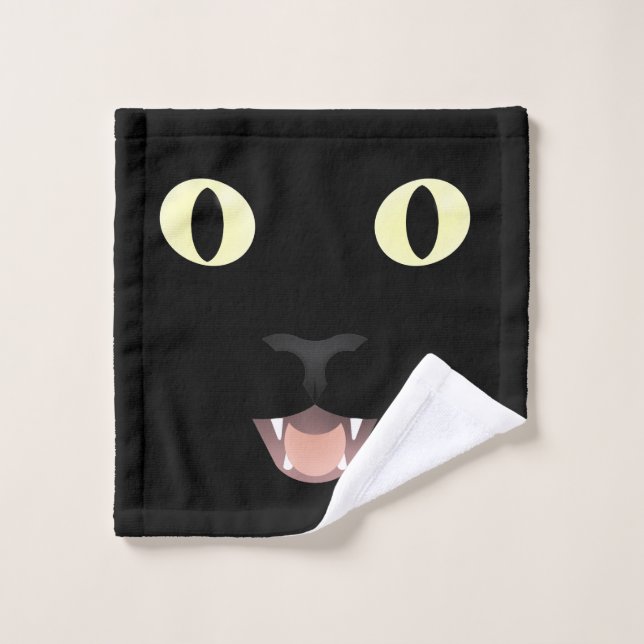 Lavette de visage de chat noir (Gant de toilette)