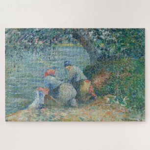Laveuses au bord de l’eau, Pontoise by Pissarro Jigsaw Puzzle