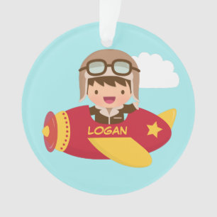 L'avion mignon de garçon d'aviateur badine le
