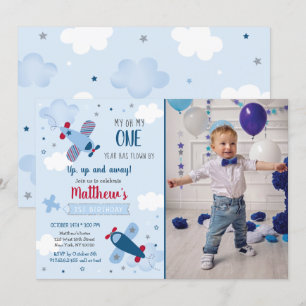 L'avion Stars Clouds Boy Invitation d'anniversaire