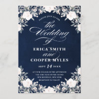 Lavish Classic Florals Dark Navy Blue | Wedding
