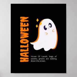 Lavish Cute Ghost Happy Halloween Poster Wall