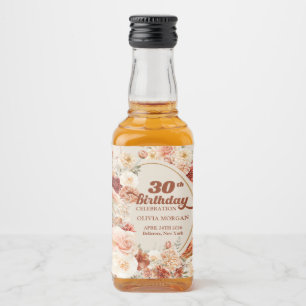 Lavish fall copper blush burgundy 30th birthday liquor bottle label