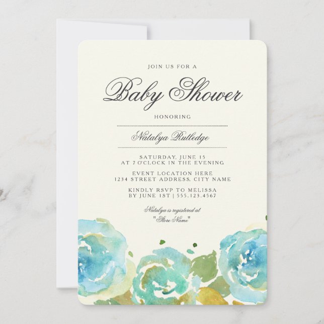 Lavish Florals Baby Shower Invitation (Front)