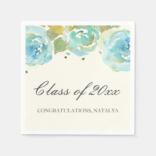 Lavish Florals Graduation Party Napkins (Front)