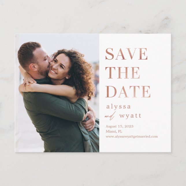 Lavish Glow EDITABLE COLOR Save The Date Postcard (Front)