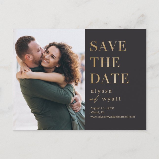 Lavish Glow EDITABLE COLOR Save The Date Postcard (Front)