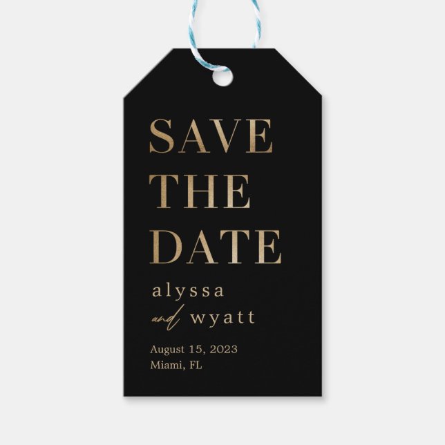 Lavish Glow Editable Colour Save The Date Tag (Front)