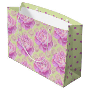 Lavish Peony on pale green Large Gift Bag
