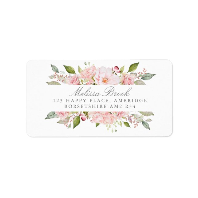 Lavish Pink Roses Personalized Address Label (Front)