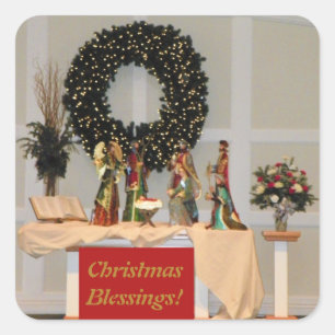 Lavish Richly Coloured Nativity Display Design Square Sticker