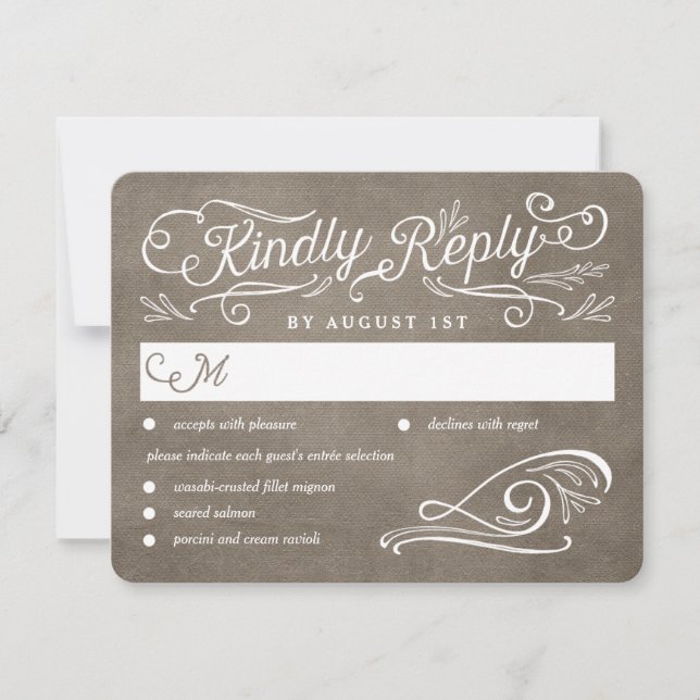 Lavish Scrolls Editable Colour Wedding RSVP Card (Front)