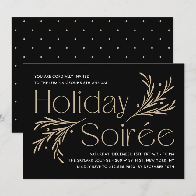 Lavish Soirée Editable Colour Holiday Party Invitation (Front/Back)