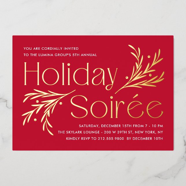 Lavish Soirée Foil Holiday Party Invitation (Front)