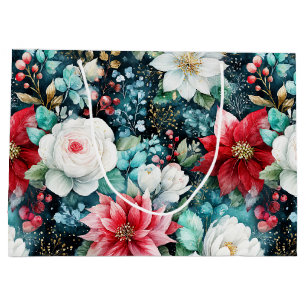 Lavishly Coloured Christmas Floral Large Gift Bag
