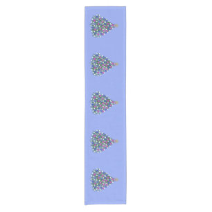 LavishlyOn Blue Purple Pink White Christmas Tree Short Table Runner