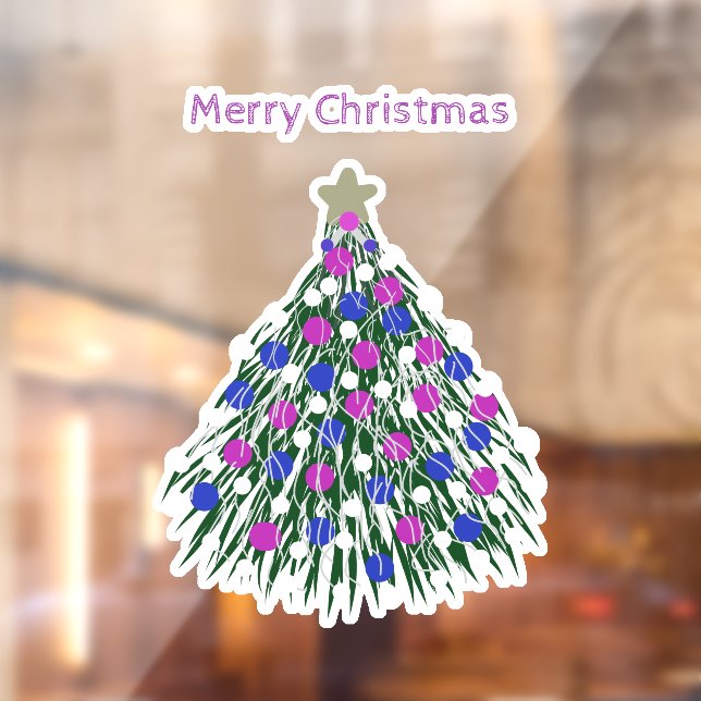 LavishlyOn Blue Purple Pink White Christmas Tree Window Cling (Sheet 2)