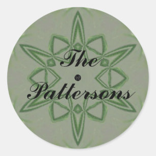 LavishlyOn Customizable Green Celtic Knot Star Classic Round Sticker
