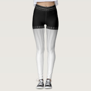 LavishlyOn Denim & Lace Shorts Black & White Leggings