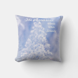 LavishlyOn Winter White Serenity Tree Throw Pillow