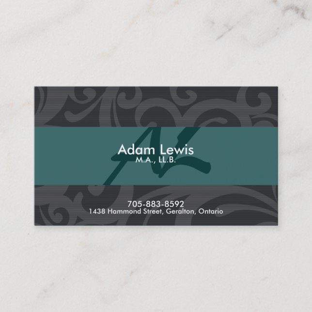 Law Business Card - Bordered & Monogram (Front)