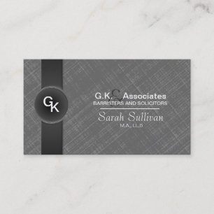 Law Business Card - Grey Black Monogram Stylish