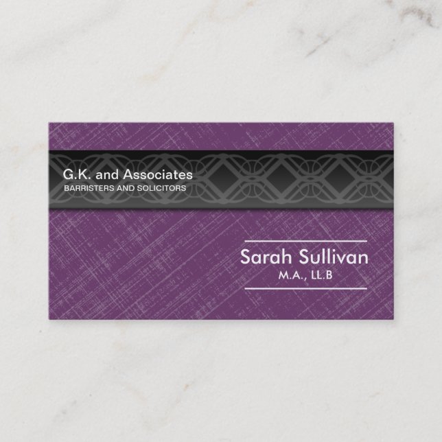 Law Business Card - Purple Grey Black Professional (Front)