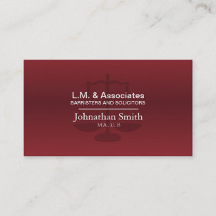 Law Business Card - Red & Black Lawyer Attorney