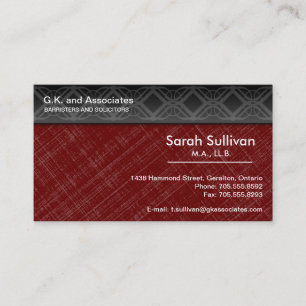 Law Business Card - Red Grey Black Professional